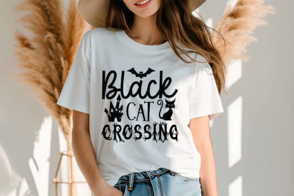 Black Cat Crossing SVG Design