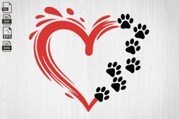 Dog Valentine, Paw Heart, Dog Mom SVG
